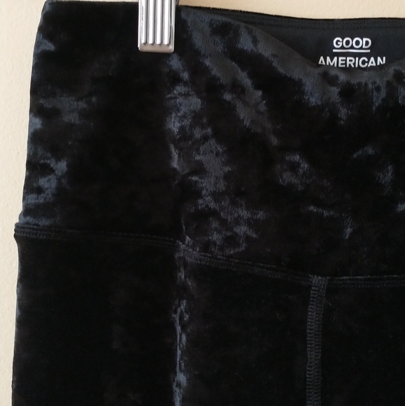 Good American The Crushed Velvet Boss Pants Size 1 Leggings High Waisted - Picture 4 of 8